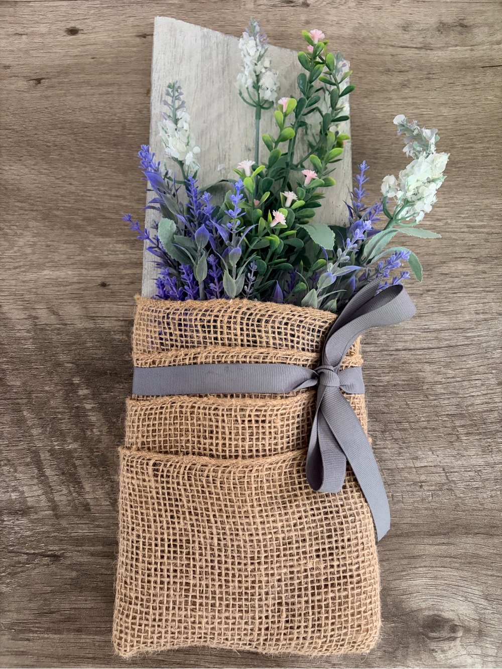 Rustic Burlap Lavender Bundle with Gray Ribbon - Home Bath